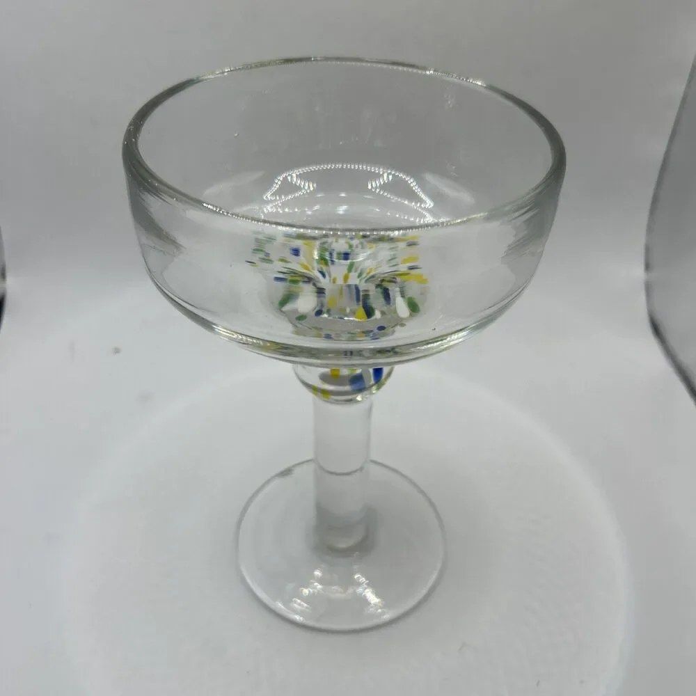 Unique Vtg Margarita Set Hand blown With Swirl 6 Lrg Glasses, 1 Lrg Pitcher - Picture 3 of 16